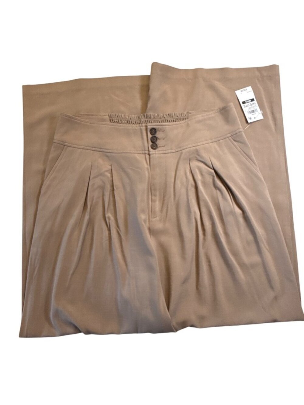 Bar III High Rise Pleat Front Wide Leg Pant~Size 14 PETITE~Warm Ginger NWT L1108